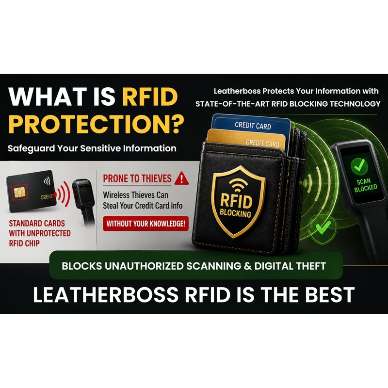 Leatherboss Genuine Leather RFID protected Hipster All Around Zipper Bifold
