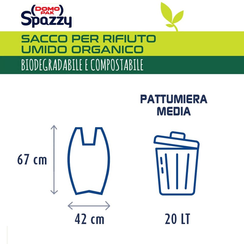 DOMOPAK SPAZZY Saccoverde Nettezza Bags With Handles - 100% Biodegradable
