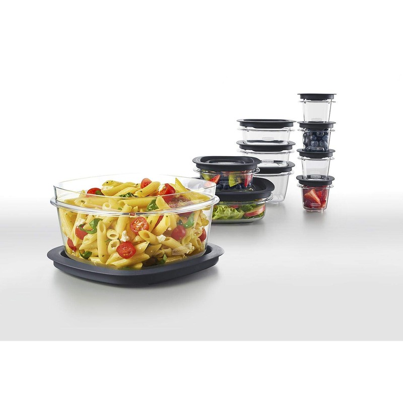 Rubbermaid Premier Crystal Clear Stain Resistant 20 Piece Set Grey