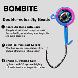 Bombite Crappie Jig Heads, 40packs Fishing Jig Heads Hooks Swimbait Jig Head 1/16oz Fishing Jigs Heads for Crappie Bass Fishing
