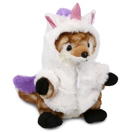 DolliBu Brown Fox Unicorn Plush Stuffed Animal Toy - Super Soft Foxcorn Dress Up with Removable Plush Unicorn Outfit, Cute Fantasy Wildlife Gift with Name Personalization - 9.5 Inches