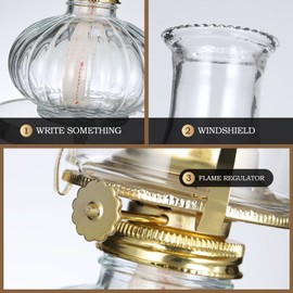 DNRVK Large Glass Kerosene Oil Lamp Lantern Vintage Oil Lamps for Indoor Use Decor Chamber Hurricane Lamp Home Lighting Clear Kerosene Lamp Lanterns…