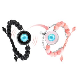 TOTWOO Couple Bracelet Couple Gifts Partner Bracelets with Touch Long Distance Relationship Gift for Long Distances Couple Love Gifts Vibration & Light Up Bluetooth Pairing Jewellery, Mountain and