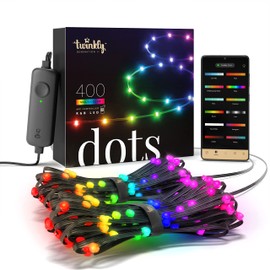 Twinkly Dots 20 m, Multicoloured, Flexible LED Strip, for Indoor and Outdoor Use, Compatible with Home Kit, Alexa LED and Google Home, IP44, Over 16 Million Colours, App Control, Black Cable, 400 LEDs