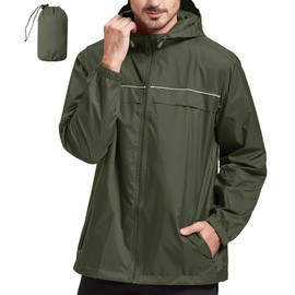 SWISSWELL Rain Jacket Men Waterproof Windbreaker, Lightweight Hooded Raincoat for Daily Casual