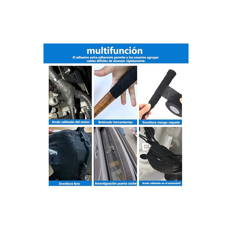 6 rollo Cinta de Aislar De Tela Automotriz,Resistente Altas Temperaturas,Antidesgaste,Sin