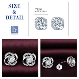 Yumilok Jewellery Set Women's Necklace Earrings Chain Set 925 Sterling Silver Flowers Zirconia Gift for Mum Wife Girlfriend, Sterling Silver, Cubic Zirconia