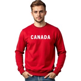 Mens Fleece Canada Sweatshirt, Custom Handmade Minimalist Sweatshirt CDA (S, Crewneck, Red)