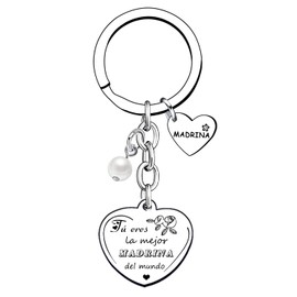 Lumengqi Madrina Regalo Cumpleaños Madrina Llavero Día de la Madre Regalo para Madrina tú eres La mejor madrina del mundo Regalos de Navidad, Silver, 42, silver