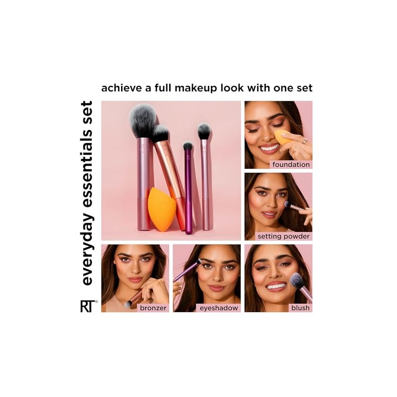 Real Techniques, Everyday Essentials, Set de Brochas de Maquillaje con