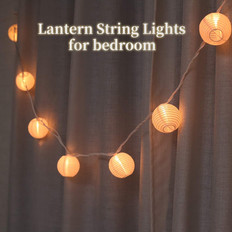 TIGOMOOV Lantern String Lights Plug in, Outdoor White Lights String