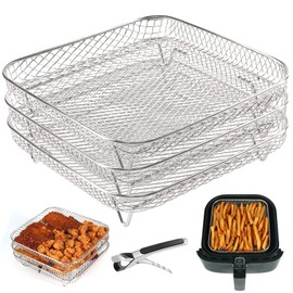 Air Fryer Accessories Three Layer Stackable Dehydrator Racks for Gowise Phillips USA Cozyna Ninjia Airfryer, 304 Stainless Steel Air Fryer Rack Fits 4.2QT - 5.8QT air fryer, oven, pressure cooker
