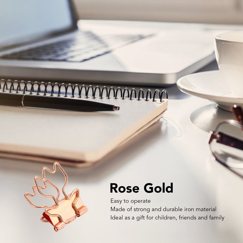 100Pcs Rose Gold Hollowed Long Tail Binder Paper Clips Beautiful