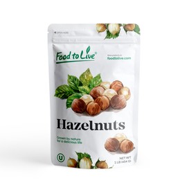 Food to Live Dry Roasted Blanched Hazelnuts, 1 Pound – Unsalted, Oven Roasted Whole Filberts, No Oil Added, No Skin, Vegan, Kosher, Bulk. Great for Homemade Desserts