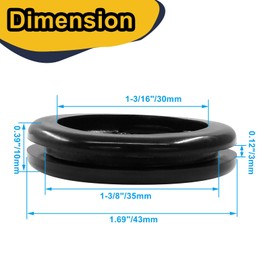 suiwotin 6pcs 1 3/16" ID 1 3/8" Drill Hole Rubber Grommets, Firewall Hole Plug Wire Protection Grommet, Double-Sided Round Hole Grommet Kit (Black)