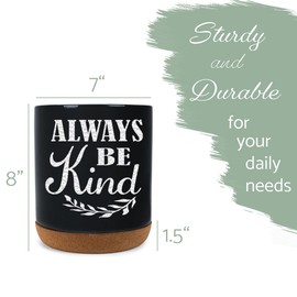 Elanze Designs Always Be Kind Black X-Large Cork Bottom Kitchen Utensil Holder