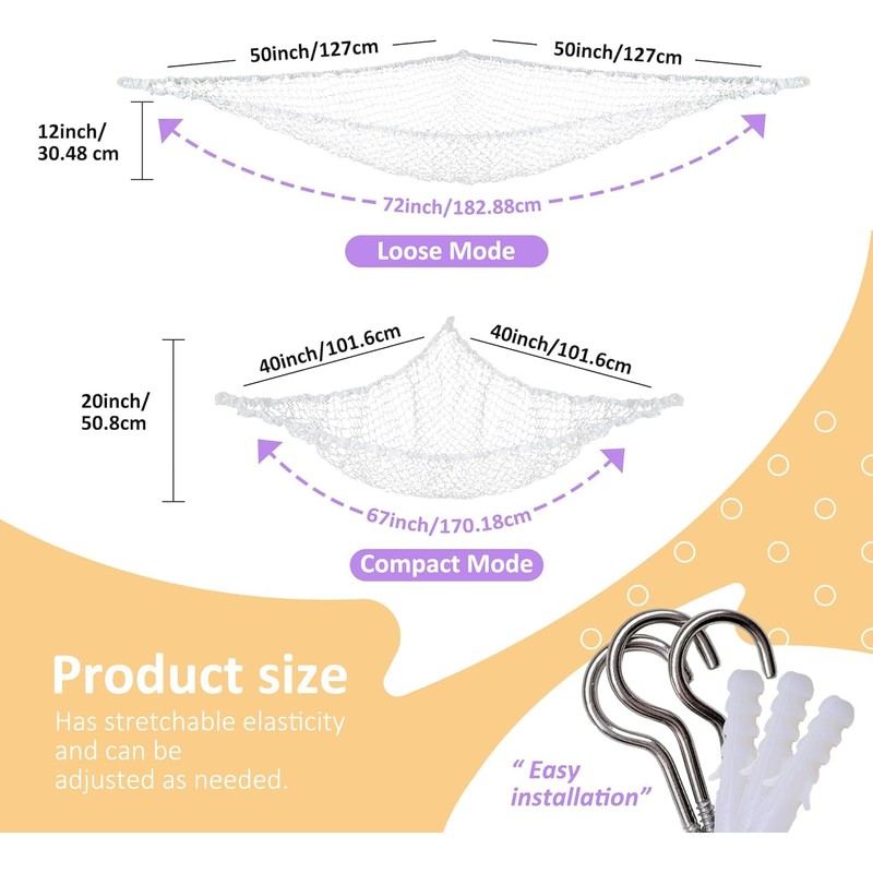 Stuffed Animal Net Hammock for Plushie Toys, Stuffed Animal Hammock