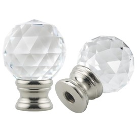 Asjeumt 2 Pieces Crystal Lamp Finials, Nickel Finial for Lamps, Lamp Shade Nut Screw Cap, Metal Knob Topper Finial, for Decorative Replacement DIY Table or Floor Light Lampshade Holder Harp Adapter