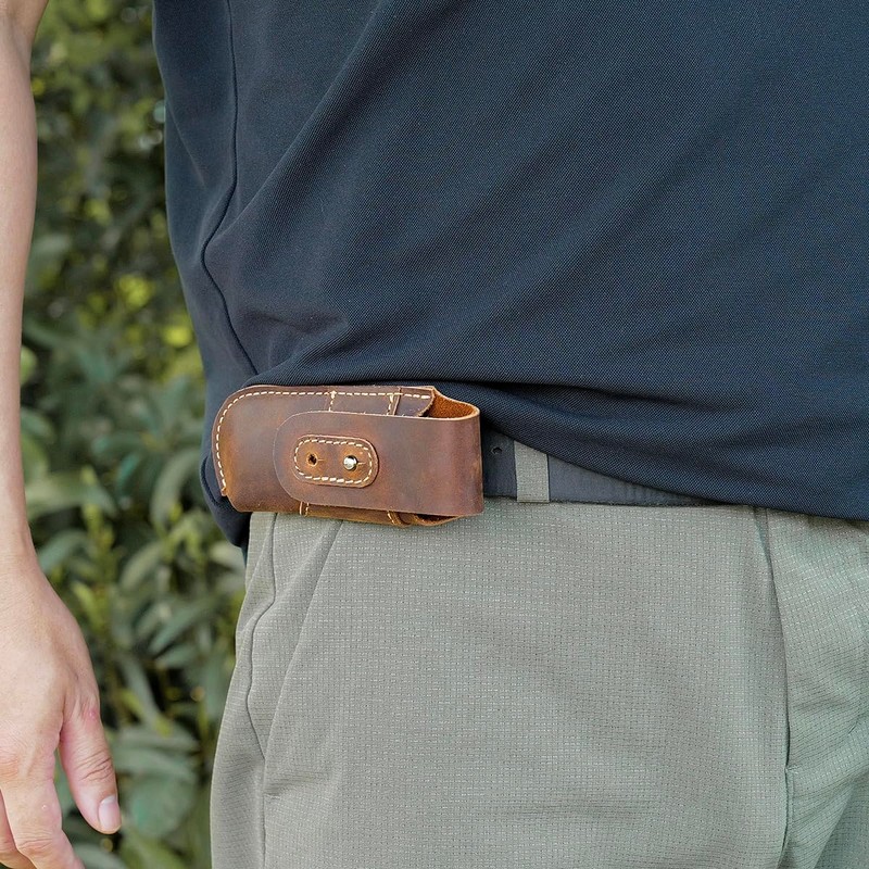Topstache Leather Pocket Knife Sheath - Belt Loop EDC Belt