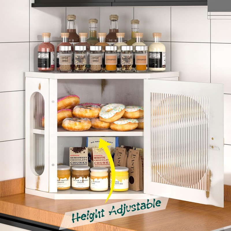 TQQDCI Corner Bread Box for Kitchen Countertop, Large Wooden Bread