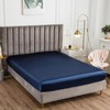 Morbuy Double Fitted Sheet Satin Silk Bed Sheets, Navy Blue