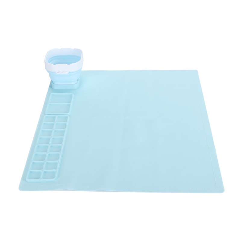 Silicone Painting Mat with Water Cup Washable Protruding Scale Line