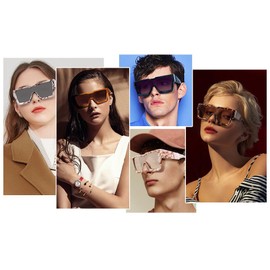 KENBO Oversized Sunglasses for Women Men Trendy Square Sun Glasses One Piece Lens Big Sunglasses, Crystal Pink Frame - Crystal Pink Lens, Large