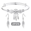 AOKUN Pulsera Atrapasueños Con Borla De Plumas Y Pendientes Mujer
