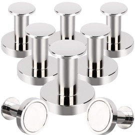 Keukenket Pack of 8 Magnetic Hooks, Extra Strong, N52 Neodymium Magnets, Strong 32 kg, 36 mm Magnets with Hooks, Silver Magnetic Hooks for Hanging in the Office, Kitchen, Home and Outdoor Use