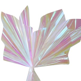 GSHLLO 100 Pcs Iridescent Wrapping Paper Cellophane Gift Wrap Sheets Rainbow Wrap Film Candy Wrap Paper Sheets Holographic Box Wraps for Party Red