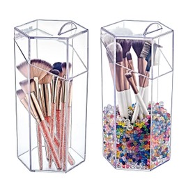 vienberg Cosmetic Organiser Makeup Brush Holder Made of Plexiglass Cosmetic Organiser Transparent Hinged Lid Make-Up Brush Utensils Holder