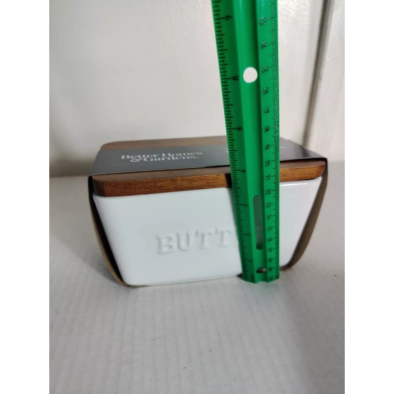 Better Homes & Gardens Porcelain Embossed White Butter Dish Acacia