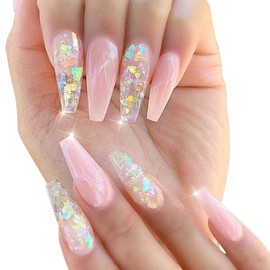 Iridescent Glitter Nail Art Sequins, Holographic 3D Irregular Ultra Thin Nail Art Glitter Flakes Design, Shiny Mermaid Transparent Nail Glitter Slices Supplies for Women Girls Manicure Decorations