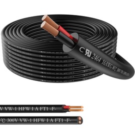 16 Gauge 2 Conductor Electrical Wire, 50ft PVC Case Stranded Low Voltage 2 Wire Cable, 16/2 Tinned Copper Hookup Wire, Flexible Extension Power Cord for LED Lamp Lighting Speaker Automotive UL Listed