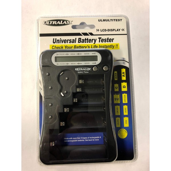 ULTRALAST ULMULTITEST Universal Battery Tester, Black, Standard