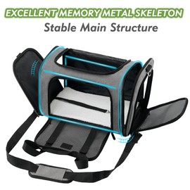 Soundy Large Cat Carrier Dog Carrier Under 25 Lbs,Collapsible Ventilated Portable Pet Bag with Soft Sided Breathable Mesh for Long Car Trips Maxi Load 2 Kittens or Small, Medium Dog (Large Grey)