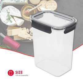 Home Basics Airtight Food Container | Powerful Air Tight Locking System | Rounded Corner | Sturdy Plastic and Silicone | Great for Liquids | Great for Lunches and Leftovers | (135 oz)