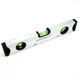 pimaldaum® Aluminium Spirit Level 30 cm with 3 Levels Horizontal, Vertical and 45 Degree Diagonal, Ruler with cm Scale and Base Magnets