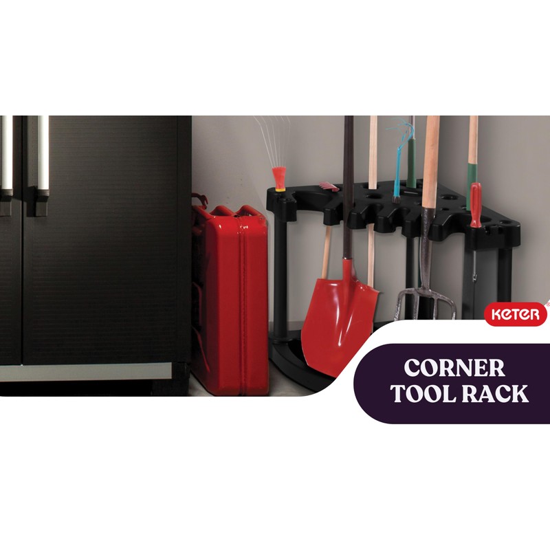 Keter Compact Corner Tool Rack for Maximum Storage and Organization