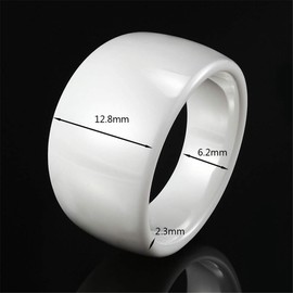 PAURO Women's Jewellery Wide High Polished Classic Design Engagement Wedding Band Rings Ceramic, Ceramic