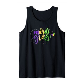 MARDI GRAS Watercolor Hand Lettering Design with Heart Tank Top