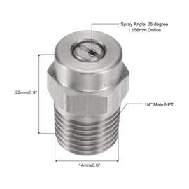 QUARKZMAN 2 Stück Hochdruckreinigerdüse 1/4" männliches NPT-Gewinde Sprühdüsen aus Edelstahl für Wasserpistole, Wasserbesen und Unterbodenreiniger (25 Grad, 1,156 mm Durchflussöffnung)