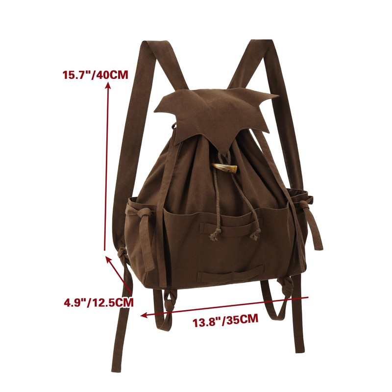 KUOIN Medieval Drawstring Backpack, Vinatge LARP Camping Renaissance Costume Accessories,