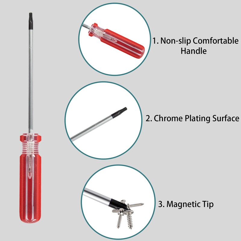bociloy 4Pcs Magnetic Torx Screwdrivers Set with Comfortable Handle, Security