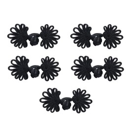 Ruwado 5 Pairs Chinese Knots Sewing on Buttons Closure Knot Fasteners for Cheongsam Tang Suit Scarf Cardigan Sweater Cloak Costume Outfit DIY Sewing Coats (Black)