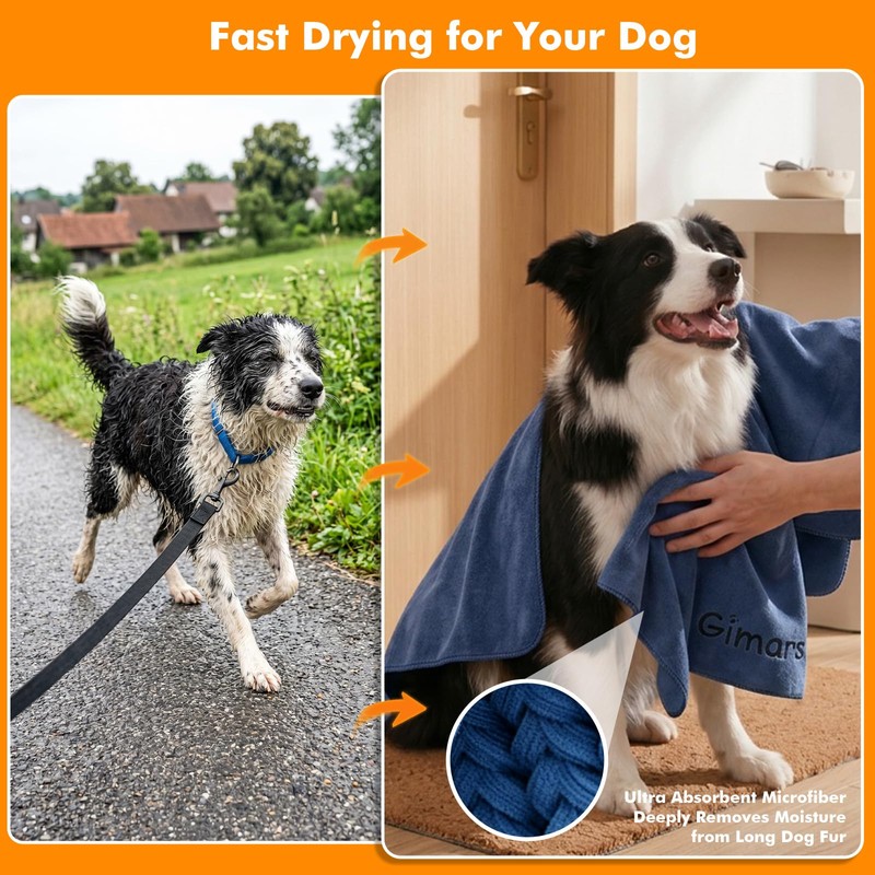 Gimars Super Absorbent Dog Towel, Microfibre Dog Drying Towel for