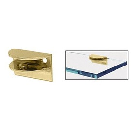 CRL Brass Finish Solid Brass Rounded Glass Shelf Clamp with Support Leg