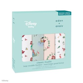 aden + anais Aiden & Aney Swaddle The Little Mermaid, Once Upon A Story, 4 Pieces, Swaddle, Cotton Muslin