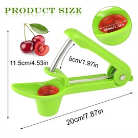 LSRVNM Cherry Pitter, Olive Pitter Remover, Portable Multifunctional Professional Quick with Stainless Steel Pitting Device, with Lock Design for Making Cherry Jam (Green)