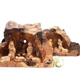 Holy Land Nativity Scene Set – Hand-Carved Olive Wood Manger Decoration for Christmas – Unique Wooden Nativity Figurines